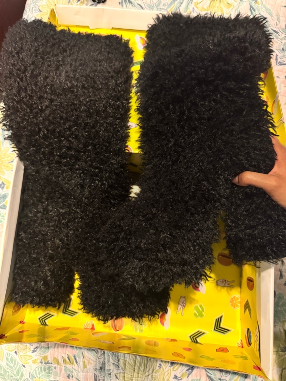 Black Fuzzy Shearling Boots